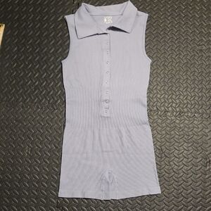 OQQ Sleeveless Ribbed Romper in Light Purple